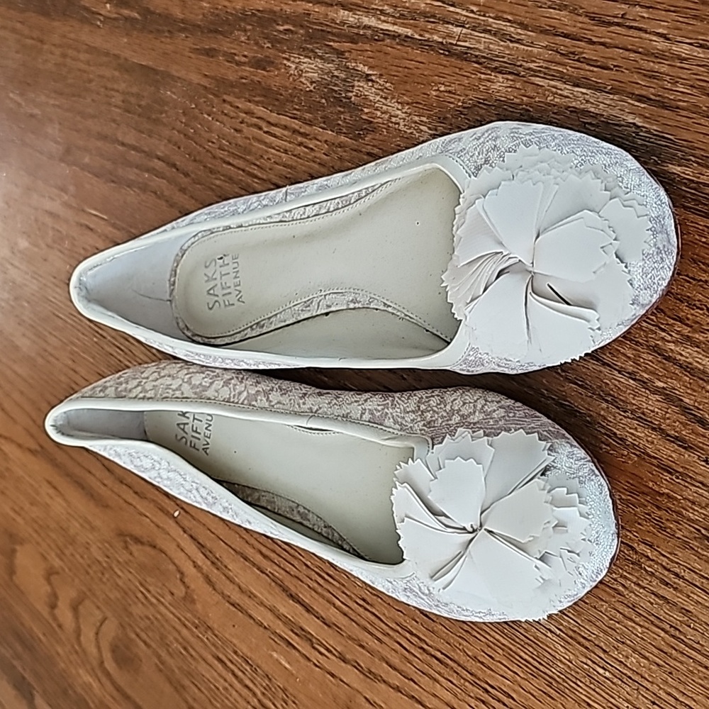 Saks Fifth Ave Flats Cream Color